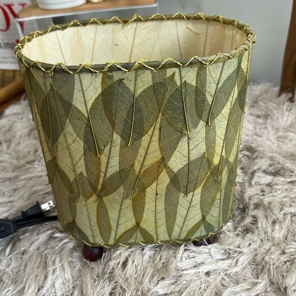 Green Guyabano & Cocoa Leaf Small Oval Accent Table Lamp Natural Boho - Picture 4 of 17